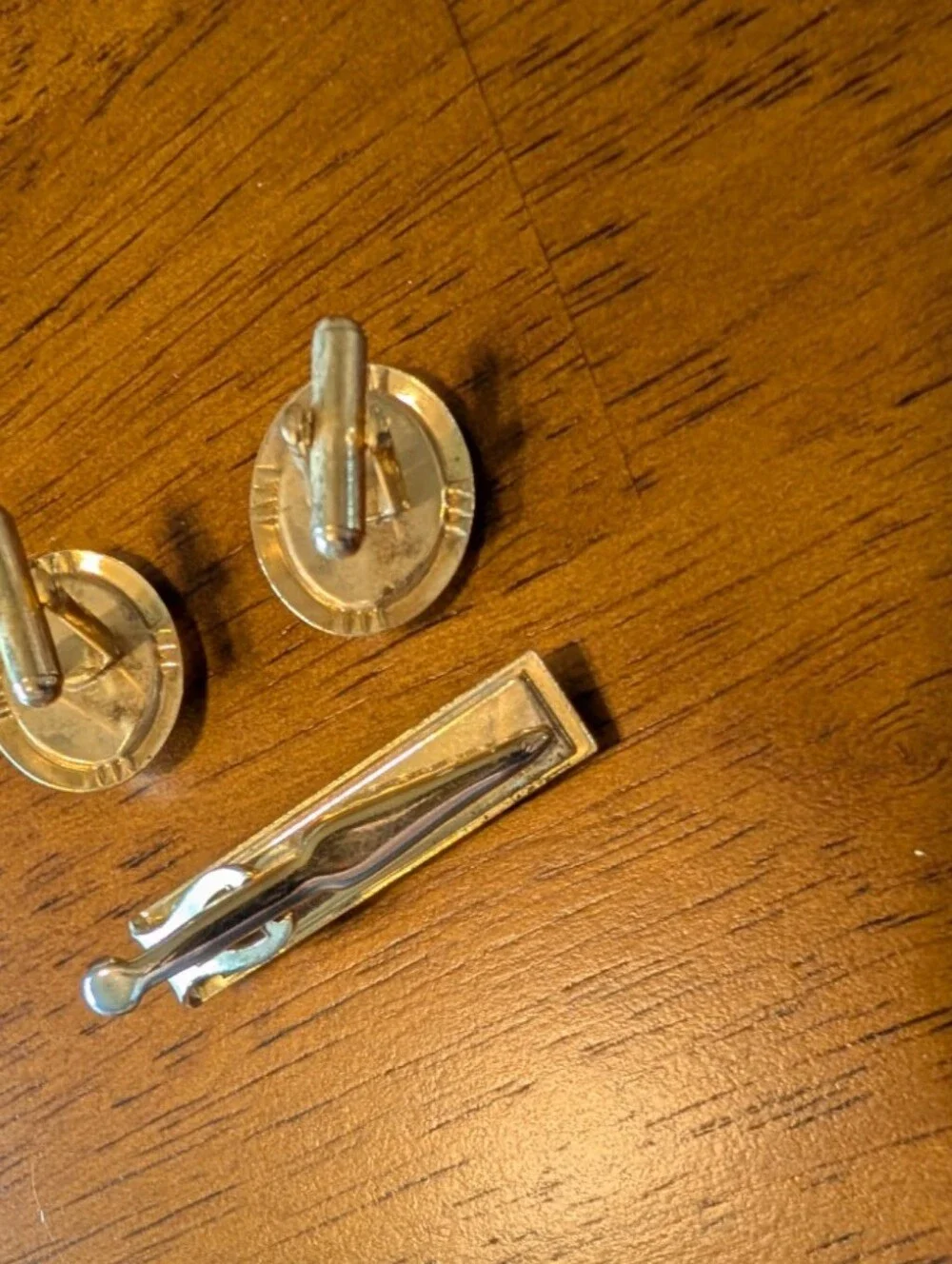 Classic Amber-Tone Cufflinks and Tie Bar Set - Men's Accessories